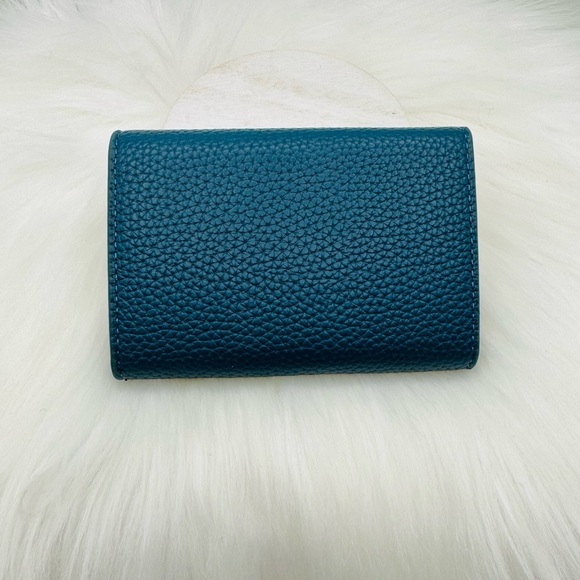 Women’s Minimalist Peacock Teal Card Wallet - Picture 2 of 7
